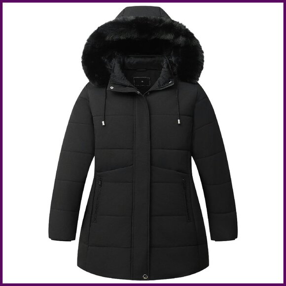 Plus Size Winter Parka Waterproof Down Coat Detachable Hood Warm